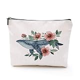 YouFangworkshop Funny Cute Whale Pattern Cotton Canvas Travel Portable Makeup Pouch with Zipper for