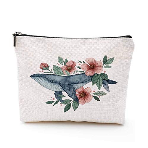 Youfangworkshop Funny Cute Whale Pattern Cotton Canvas Travel Portable Makeup Pouch With Zipper For Best Friend Creative Makeup Bag Gift #TOP3