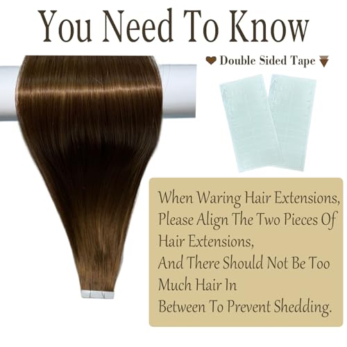 Image of Tape in Hair Extensions,20pcs 50g 24 Inch Balayage Chocolate Brown to Caramel Hair Extensions Straight Tape in Extensions Double Sided for Skin Weft Synthetic Hair