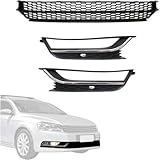 SecosAutoparts Front Bumper Lower Grille and Foglight Grill Cover Compatible with Volkswagen Passat 2012 2013 2014 2015 Replace# 561853666 561853677 561853665