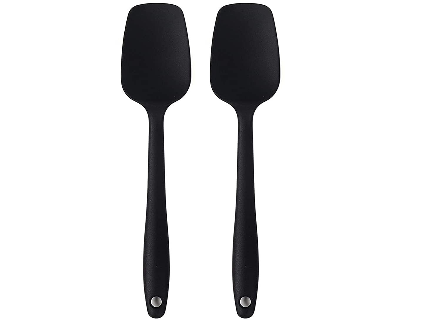 Baskety Kitchen Silicone Spatula Set Spoon 28 cm Heat Resistant 480 F Non-Stick Flexible Scrapers Baking Mixing Tool Black Set of 2