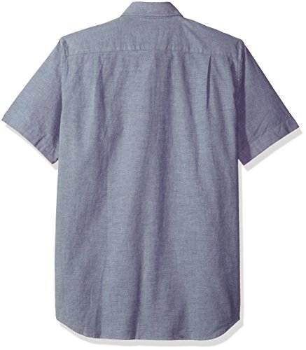 Lacoste Men's Short Sleeve Button Down Oxford Solid Shirt Regular Fit, Navy Blue/White, Large #TOP1
