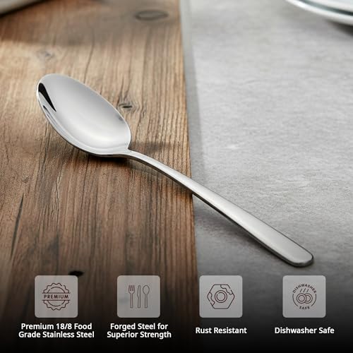Image of Culinex 18 /8 Premium Stainless Steel 6.3 inch Tea Spoon Set of 6 for Dining Table, Kitchen - Dora| Small Spoons Ideal for Tea, Coffee, Spices, Dessert, Silver Rustproof Flatware By thinKitchen