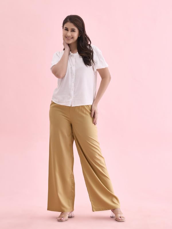 Image of GO COLORS Soft Viscose Basic Palazzo Full Length for Women| Breathable, Mid Rise, Relaxed Fit