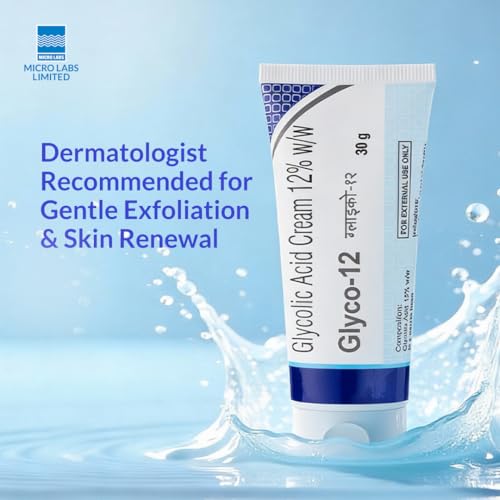 Image of Glyco 12 Glycolic Acid 12% Cream for Pigmentation, Dark Spots, Acne Marks & Uneven Skin Tone | Dermatologist-Recommended for Skin Renewal, Clarity & Even Tone- 30gm (Pack of 3)