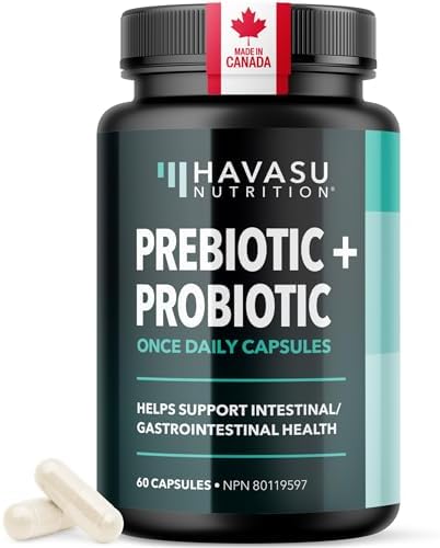Prebiotics and Probiotics in One | Bloating Relief & Gut Health for Adults | Probiotics Women & Men with 20 Billion CFU for Digestive Health Support | Made in Canada, Vegetarian & Non-GMO | 60 Ct
