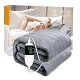 TOHDNC Elektrische Beheizte Wurfdecke, 180 x150cm Flanell Heizdecke mit 6 Beheiztem Modus, Timer Off, Überbeheizte Schutz Heizdecke für Bett, Sofa, Innenbereich