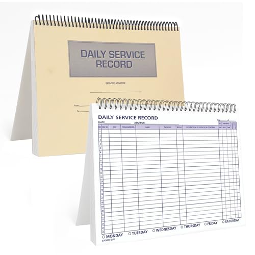 Daily Car Service Record Book – 8.5' x 11' Spiral Bound Auto Service Log – Blue Ink Durable 90# Paper – Automotive Service & Repair Tracking – Dealership Workshop Record - 100 Pages/Book (Book of 1)