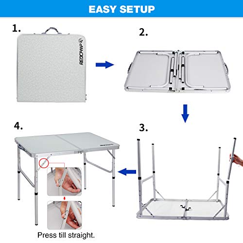 Redcamp Folding Camping Table, 3Ft Portable Aluminum Outdoor Folding Table Camp Table Adjustable Height Lightweight For Picnic Cooking Beach #TOP6
