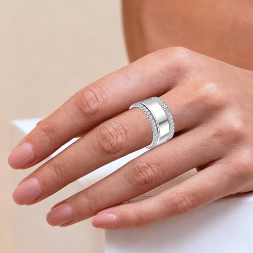 Sterling Silver Half Eternity Moissanite Wedding Bands for Women - image 6
