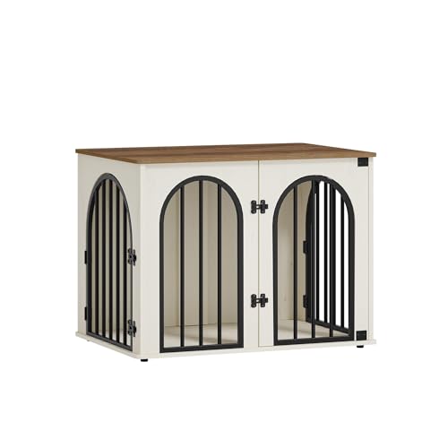 Hzuaneri 31.5'' Wooden Dog Crate Furniture, Indoor Dog Kennel Dogs Cage for Small/Medium Dogs, Heavy Duty Dog Crates Decorative Pet House End Side Table TV Stand, White Brown DFC85114B by Hzuaneri - Image 9