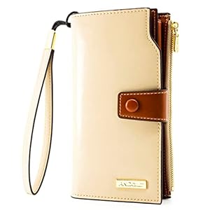 ANDOILT Women’s RFID Blocking Large Capacity Luxury Wax Genuine Leather Clutch Wallet Card Holder Organizer Ladies