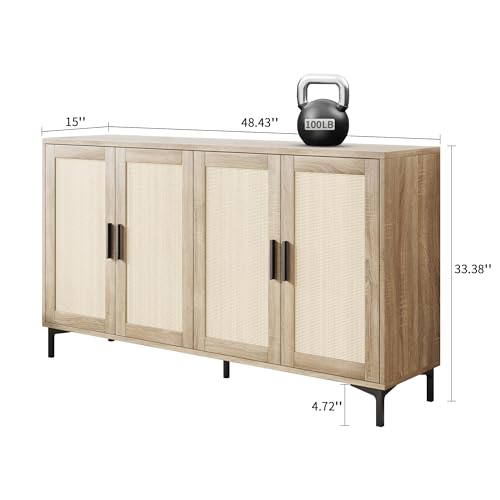 Jasiway BG002 Sideboard - Kitchen Buffet Cabinet With Rattan Decorated Doors thumb #2