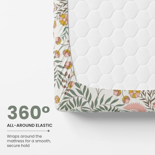 Image of LORETO - A QUALITY LINEN BRAND 144 TC 100% Pure Cotton King Size Fitted Bedsheet with 2 Pillow Covers for 72 x 72 Inch Mattress, All-Around Elastic, 8 Inch Deep Pocket, Ditsy Fresh Floral