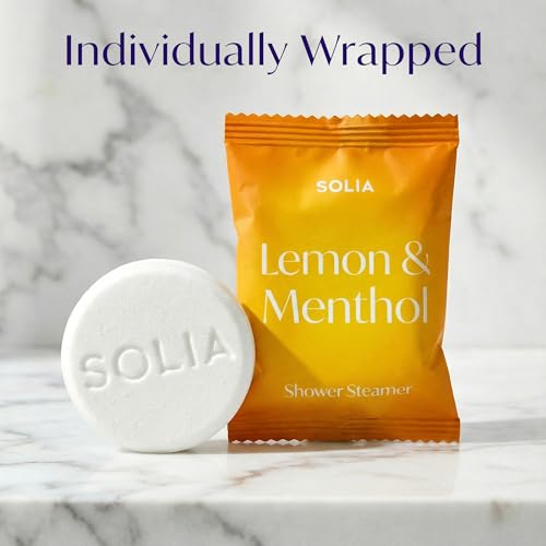Image of Solia Energizing Citrus Menthol Shower Steamers 15-Pack - Patent-Pending Real Essential Oil Menthol Shower Steamer Bombs, Spa Steamers Aromatherapy Selfcare Bath Gifts for Women, Individually Wrapped