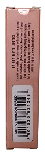 Image of Lakme 9 to 5 Primer + Matte Lip Stick, MR6 Vermilion Fired, 3.6g