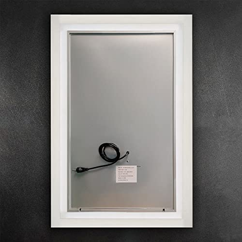 ExBrite LED Bathroom Vanity Mirror, 28 x 36 inch, Backlit,Anti Fog, Dimmable, Time,Temperature,Touch Button,Color Temper 3000K-6400K,90+ CRI, Waterproof IP44,Vertical Wall Mounted Way