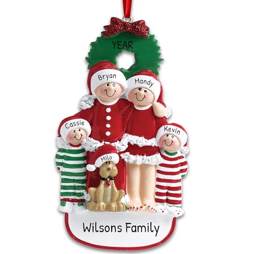 3D Pajama Family Of 4 Ornament