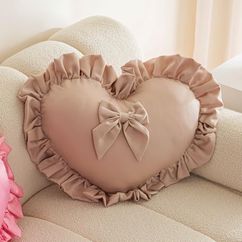 Coussin en forme de cœur 40x50 cm avec housse incluse et joli nœud chic