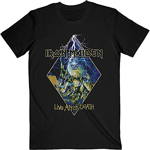 Iron Maiden T Shirt Live After Death Diamond Band Logo Official Mens Black M