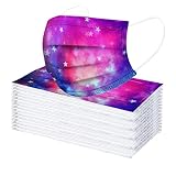 ZGJY 50PC Adulte Galaxie imprimé Multicolor Mas-ques Jetable avec Brosse Cache-Oreilles Mas-Que Bouche Visage Coton,Tissu Non Lavable,Non Réutilisable pour Cyclisme Camping Voyage Bandeau Masque Nasal