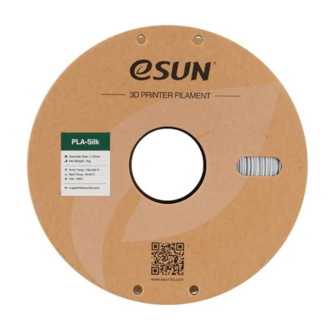 Image of eSUN 1.75mm Silk PLA 3D Printing Filament Silver, Net Weight-1Kg