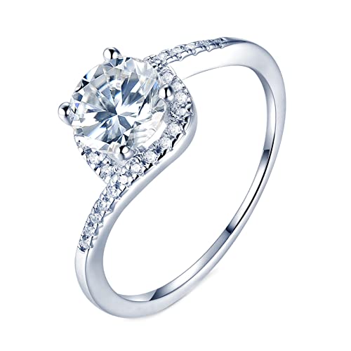 Bague moissanite KnSam argent 925 anti-ternissement avec halo scintillant pour femme
