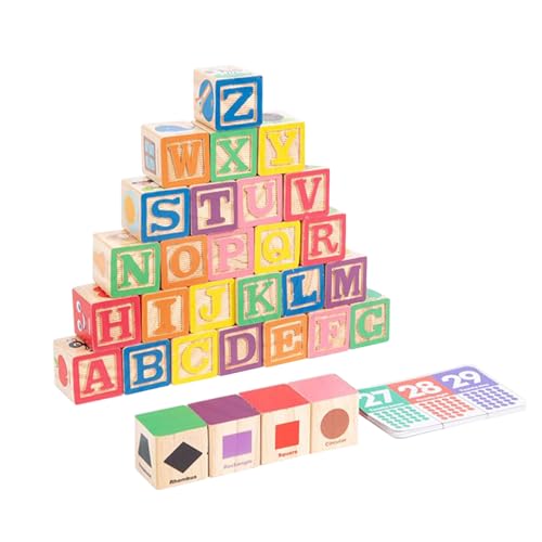 Blocs Alphabet en Bois,Jouets Éducatifs en Bois | Jouets Blocs Empilables Motifs Animaux,pour Maternelle Préscolaire Maison Crèche Voyage Salle De Jeux...