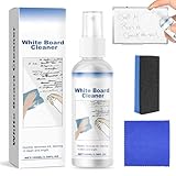 Whiteboard Cleaner, White Board Surface Cleaner Spray Comes with Towel & Sponge Scrubber, Removes Stubborn Marks from Whiteboards, Whiteboard Accessories for Schools, Offices, Classrooms, 100ML