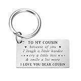 TANWIH Gifts for Cousin - Cousin Birthday Keychain - Cousin Birthday Graduation Keychain Gifts for Men Women