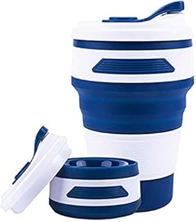 Widamin Travel Collapsible Coffee Cup, Reusable Folding Silicone Coffee Mug, Portable Coffee Cup Outdoor, BPA Free 12oz /350mlDark Blue