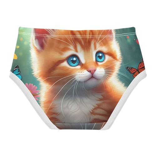 Fun Toddler Underwear Floral 2t Cotton Panties Little Girl Cute Orange Tabby Kitten Floral Undies Kids Briefs2