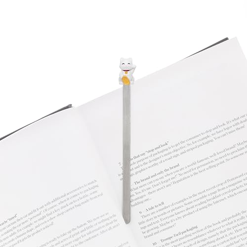 ferrum Bookmark Japanese Cat Design Lucky Cat Design White Stainless Steel 13 x 1.9 x 1.5 cm Gift Box, White,Gold,Red - Image 4