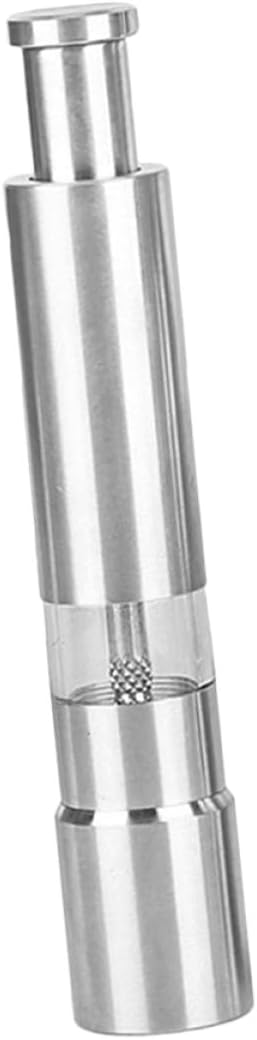 Manual Stainless Steel Pepper Mill and Sea Salt Grinder, Thumb Press One-handed Operation, Spring-loaded Grinding Mechanism for Kitchen and Home Cooking