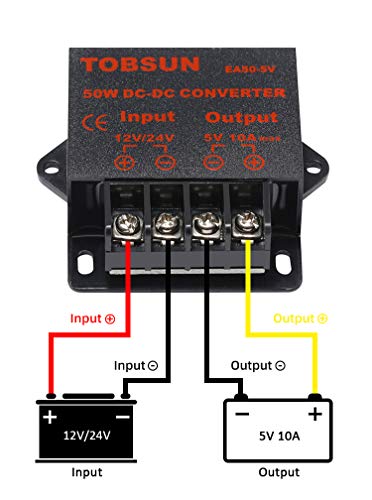 DC 12V/24V to 5V 10A Converter - Voltage Regulator Step Down Buck Converter Power Supply Transformer (12V/24V to 5V 10A)