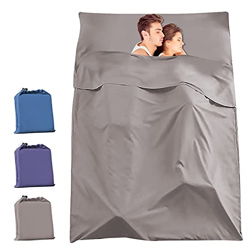 Travel and Camping Sheet Sleeping Bag Liner,Lightweight Compact Portable Adult Thin Sleeping Bag Sack,Premium Soft Hotel Sleep Sheet for Traveling Hostels Picnic (Khaki Gray, 82.5 X 45 Inch)