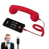 【Wired Type-C Connection】Retro phone handset for Various mobile phones Phone, equipped with a type-c interface and spiral cable, it connects directly to smartphones and tablets for stable and convenient plug-and-play calling.