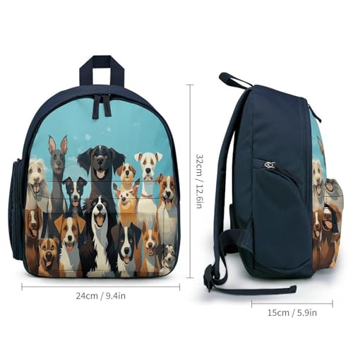 A Large Group of Dogs on A Blue Background Mini Backpack Light Weight Small Travel Backpack Shopping Travel Daypack2