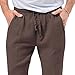Mens Relaxed Fit Casual Trousers for All Seasons Drawstring Comfort Beach Pant Breathable Walking Pants (Brown,X-Large)