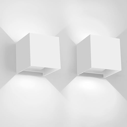 Miniatura 58 de Paquete de 4 lámparas de pared para exteriores de 12 W, para exteriores e interiores, apliques de pared LED negros modernos, IP65, impermeables, Luz