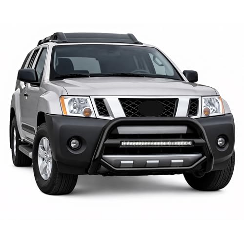 Image of Black Horse MAX Beacon Bull Bar No Skid Plate Black Compatible with 2005-2021 Nissan Frontier|2005-2007 Nissan Pathfinder|2005-2015 Nissan Xterra-MAB-NIFRB