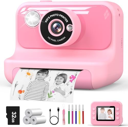 Hangrui Kids Camera Instant Print, 2.4'' Instant Camera for Kids,...