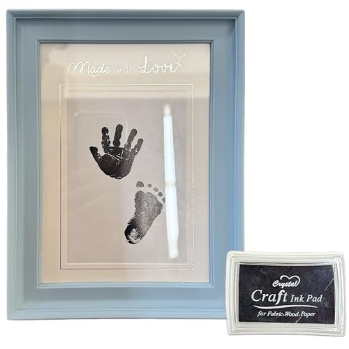 Image of Art Street Newborn Baby Clay Handprint and Footprint Desk Premium Table Photo Frame, Vector Design Home Decoration Frame For Table Top Desk, Birthday, Wedding & Return Gift - Blue (Size:4.5x6.5 Inch)