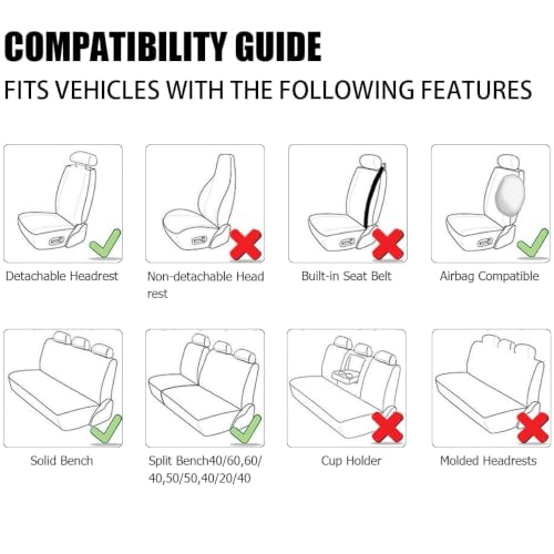 AICEL 9PCS Car Seat Covers Full Set Mesh Fabric Auto Seat Protectors Red by AICEL - Used condition - Image 6