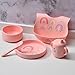 Imagination Junction silicone baby feeding set, Baby Led Weaning Supplies，Cutlery Feeding Supplies, Baby Utensils Feeding Essentials for Starting Solids，5 Piece Set (pink)