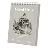 Fuxi Toned Gray Sketchbook 8x10, 60 Sheets (85lb/130gsm) Acid-Free Drawing Paper, Spiral Bound Sketch Pads for Drawing, Pencil, Charcoal, Colored Pencils & Anime Illustration.