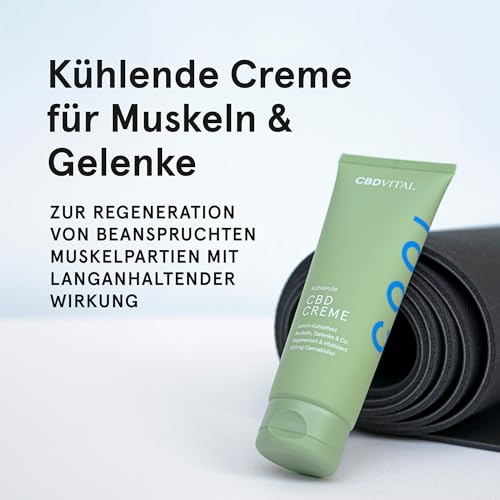 Kühlende CBD Hanf-Creme mit Soforteffekt | Hochdosierte Hanfcreme bei Muskelschmerzen mit 500 mg Cannabidiol | 100% veganes Cannabis-Aktiv-Gel