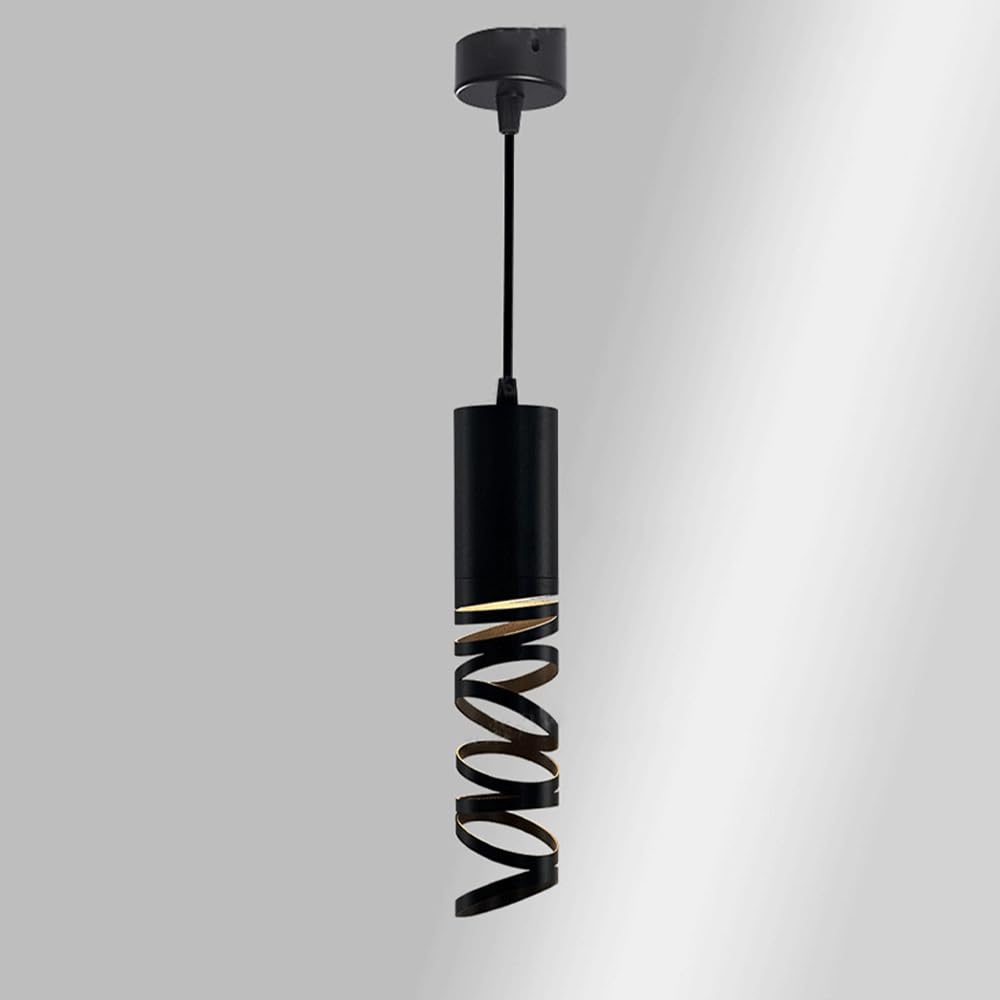 Lámpara Colgante LED De Luz Cálida De 7 W, Lámpara De Iluminación De Cabecera Negra Moderna con Diseño Inferior Recortado, para Barra De Comedor Encima De La Mesa De La Isla De La Cocina