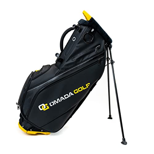 OMADA GOLF Carbon Max Deluxe Bolsa de golf | Bolsa de golf duradera y ligera | Divisor de palos de golf de 5 vías | Bolsas para palos de golf con correa y soporte (negro)
