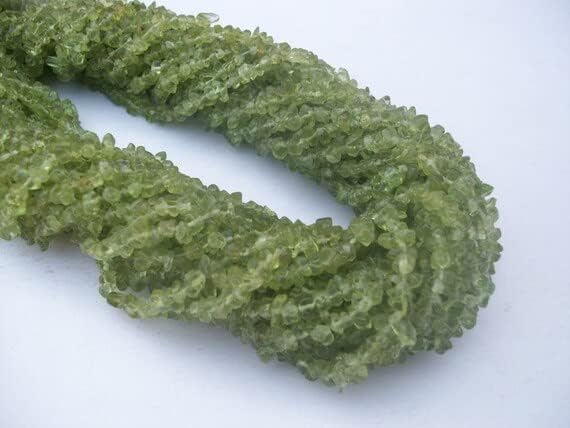 Miniatura 1 de Peridoto natural genuino sin cortar cuentas de piedras preciosas ásperas 0.157 in 34 pulgadas de hebra.
